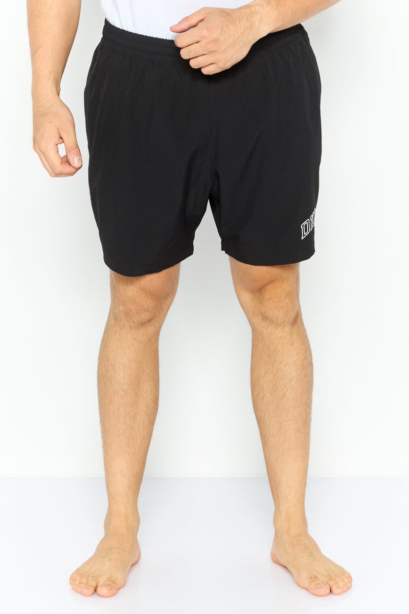 DKNY شورت سباحة للرجال بسحب الحبل مع شعار العلامة التجارية، أسود - Image 1