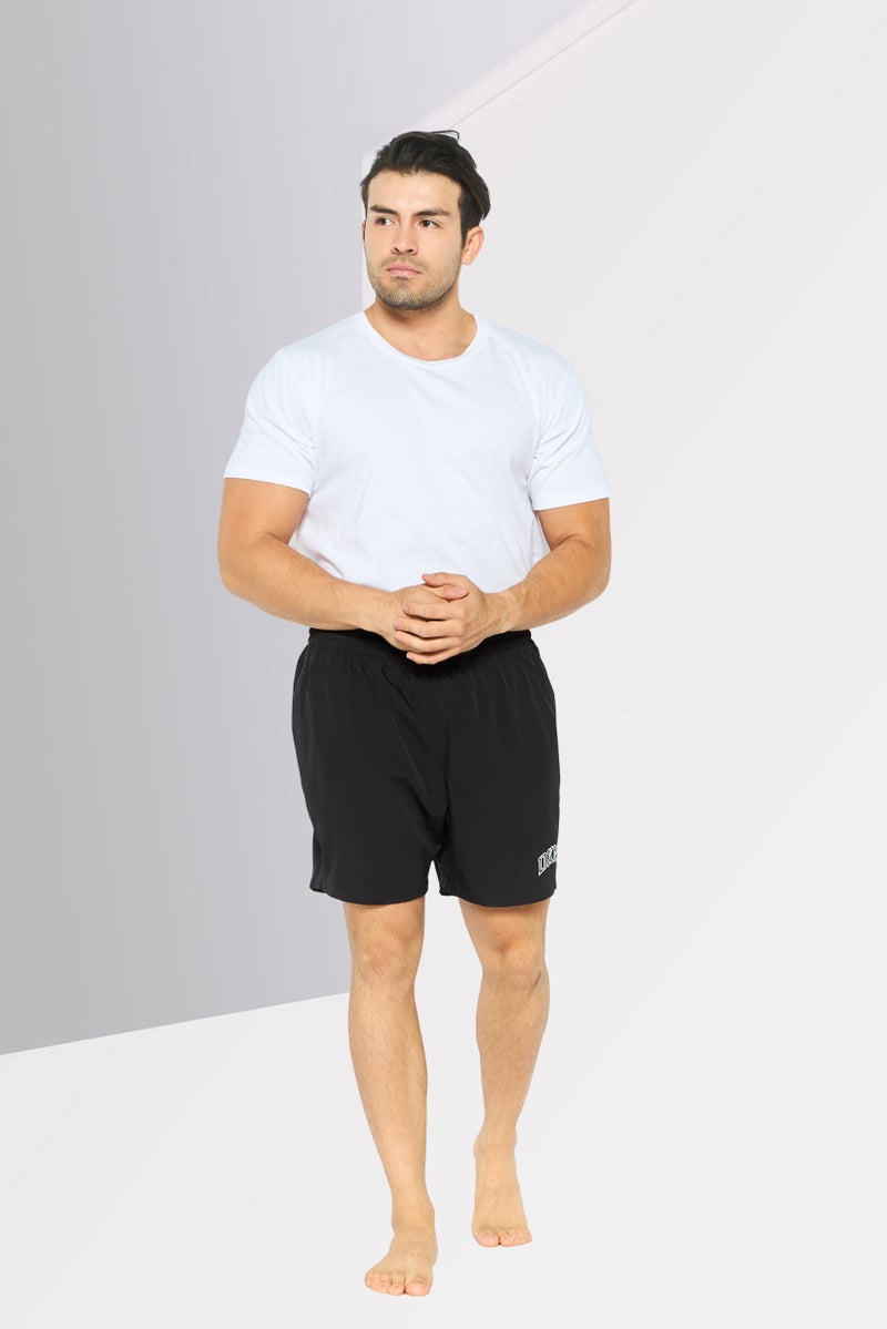 DKNY شورت سباحة للرجال بسحب الحبل مع شعار العلامة التجارية، أسود - Image 3