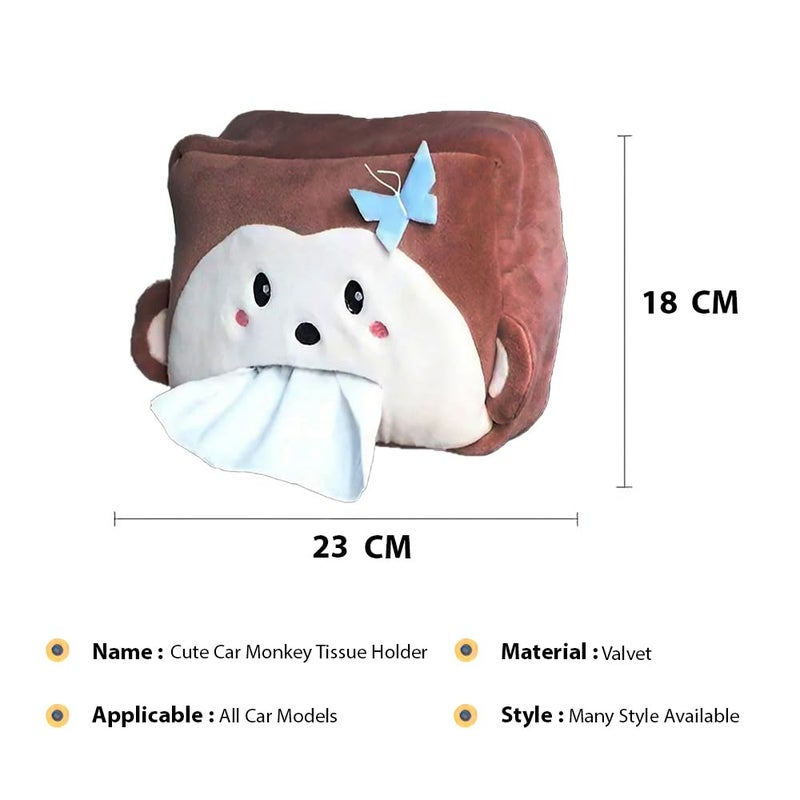 Pivdo® Car Tissue Paper Holder Different Animal Cartoon Faces Portable Napkin Car Tissue Box for Car Interior Accessories (Brown) - Image 2