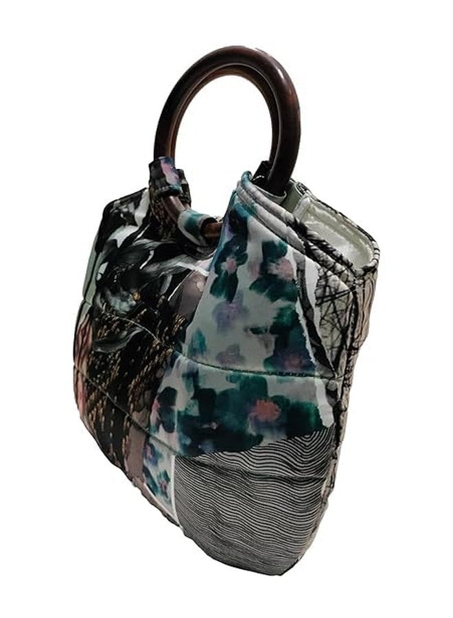 athizay Top Handle Handbags for Women Handcrafted Self Design Smooth Feel Polyester Fabric Stylish Bags Multi-Color Pista - Image 4