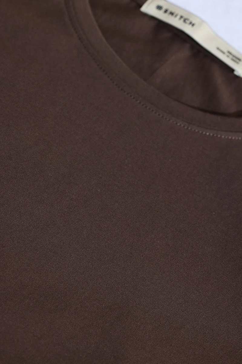 SNITCH Slim Fit 4-Way Stretch Brown T-Shirt