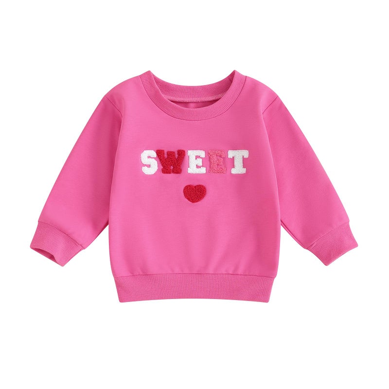 Socutebabe Toddler Girl Valentines Outfit Kiss Me Shirts Crewneck Sweatshirt Pullover Tops Infant Baby Spring Clothes (Lavender,3-4T) - Image 1