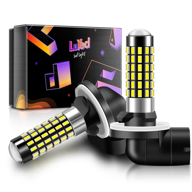 LUYED 881 LED Fog Light Bulb 1800 Lumens Super Bright 3014 78EX Chipsets 889 894 896 Led Bulbs with Projector for Fog LightsXenon WhitePack of 2