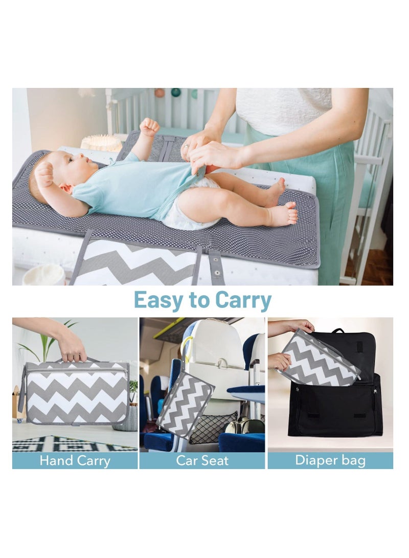 Baby Portable Diaper Changing Pad, Baby Changing Pad & Diaper Changer Travel Bag, Smart Design Baby Changing Mat, Waterproof Travel Diaper Changing Kit, Gifts for Baby Shower (Grey Wave)  - Image 5