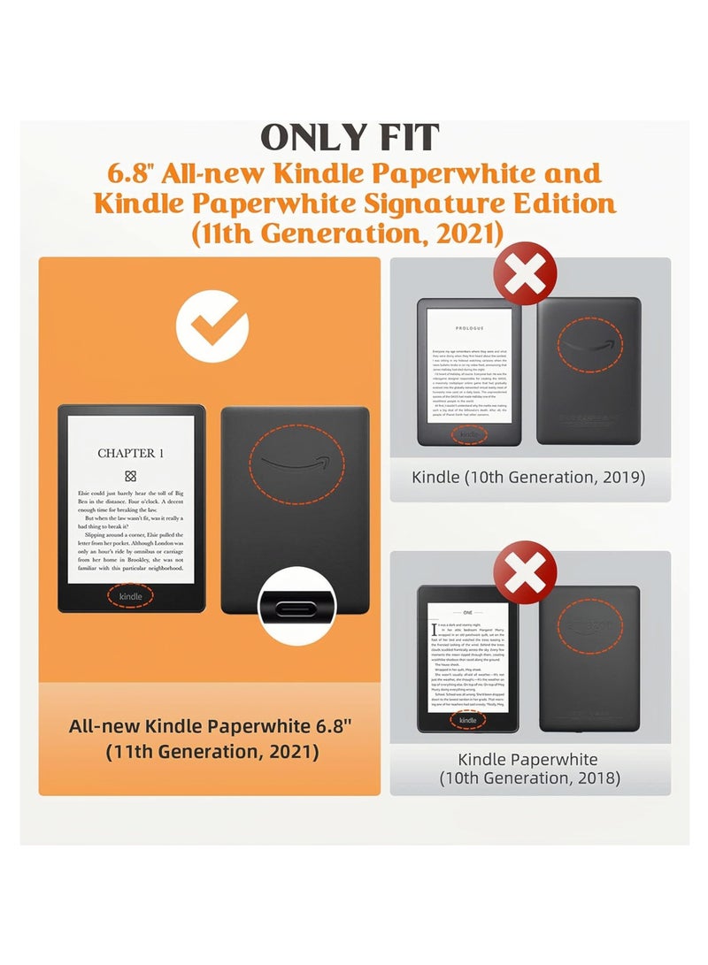 Premium Leather Case for Kindle Paperwhite 6.8" (11th Gen, 2021), Auto Sleep/Wake, Hand Strap and Card Slot, Golden Wheat Color  - Image 2