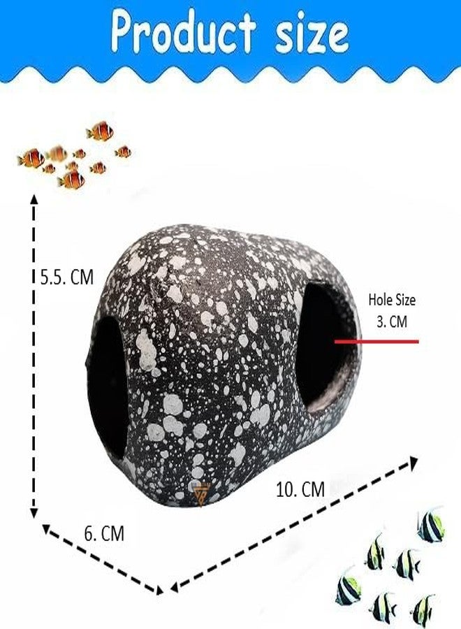 GIG BAZAAR Aquarium Stone Rock Cave Hideaway, Speckled Granite Design, Hidden Space for Fish and Shrimp Shelter, Tank Decoration Ornament Accessories Pack of-2 (Black) - Image 4