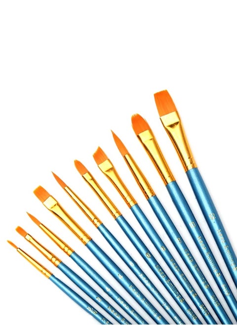 Professional Paint Brush Set - 10 Pcs Kit for Acrylic, Oil, Watercolor, Face, Nail, Body Art, Miniature Detailing, and Rock Painting