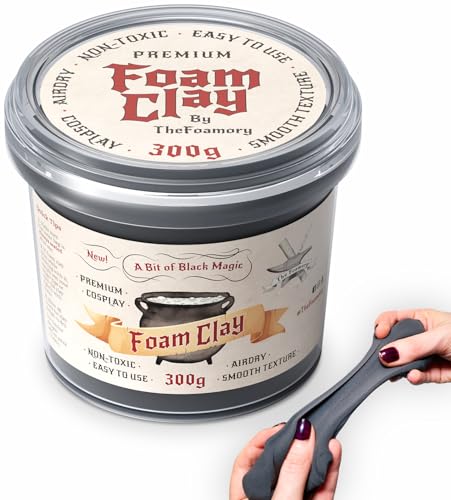 The Foamory Moldable Cosplay Foam Clay 300g Black High Density Air Dry Clay EVA Foam Sands Paints Easily NonToxic Safe for Kids Adults  Crafts