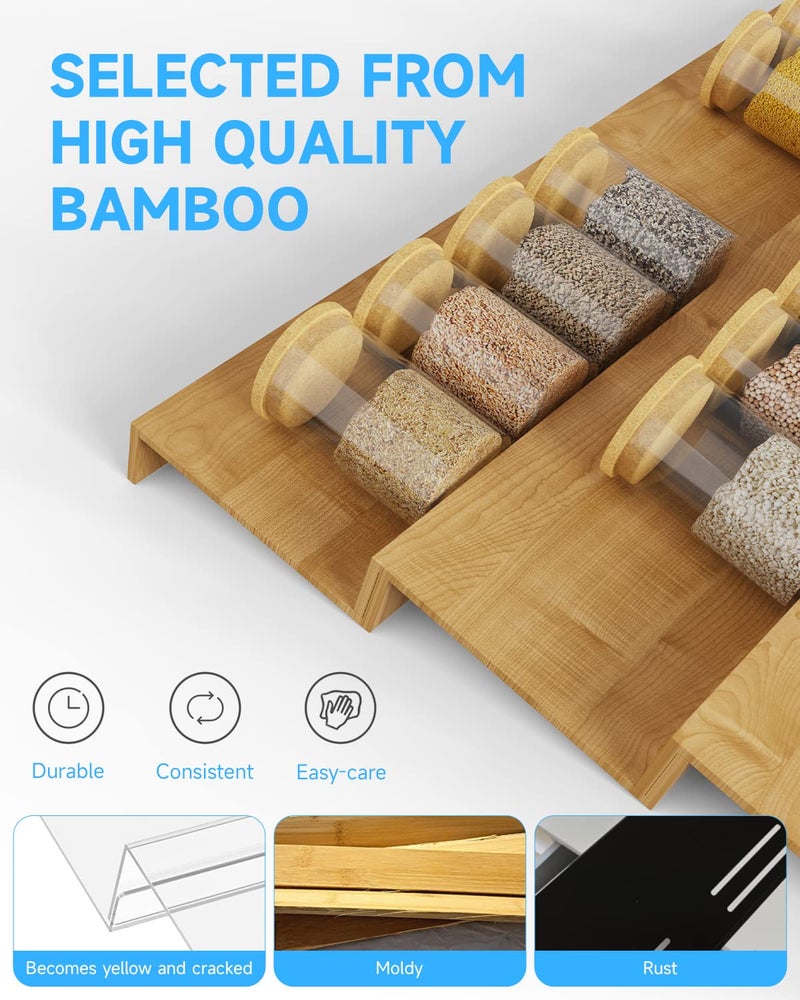 FEELING MALL Spice Drawer Organizer, 8 Tier Wooden Expandable From 66X52X4 CM Seasoning Jars Drawer Insert, Kitchen Drawer Spice Rack Tray for Cabinet/Countertop - Image 3