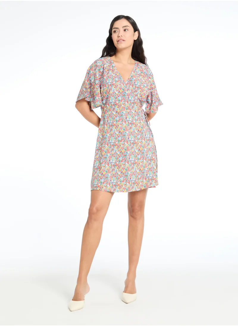 The Label Life Azure Floral Wrap Dress