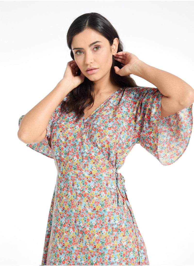 The Label Life Azure Floral Wrap Dress  - Image 5