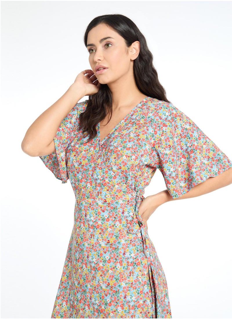 The Label Life Azure Floral Wrap Dress  - Image 4