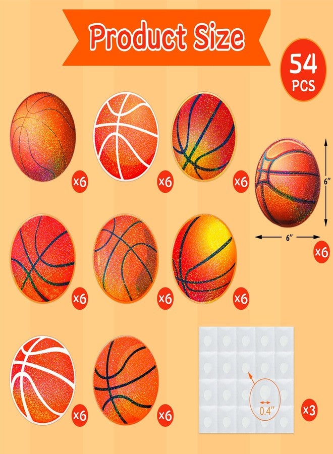 Ceiba Tree 54Pcs Basketball Cutouts Bulletin Board Decorations Glitter Basketball Cut-Outs Sports Theme Birthday Party Supplies for Home Classroom - Image 2