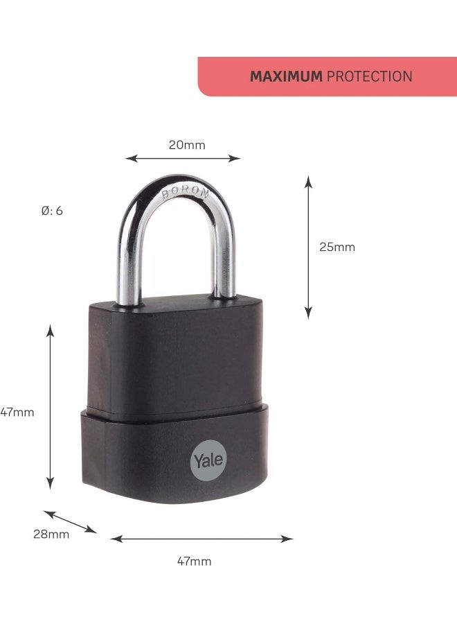 Yale Padlock Weatherproof 45mm 3Keys Black PVC Finish #Y227B/45/122/1  - Image 3
