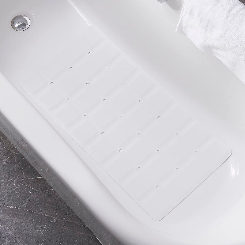 Webos Foldable Non Slip Silicon Bath Mat Bathtub mat Shower mats no Suction Cups for Textured Tub and Reglazed Tub (Foldable-White, 28-inch x 14-inch) - Image 1