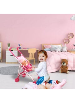 Anivia Doll Stroller Toy Anivia Realistic Doll Stroller Heart Design Gifts For Toddlers And Girls Foldable Baby Doll Stroller Toy Pink 102  - Image 3