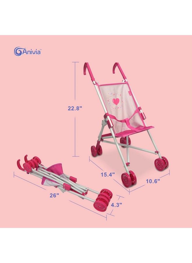 Anivia Doll Stroller Toy Anivia Realistic Doll Stroller Heart Design Gifts For Toddlers And Girls Foldable Baby Doll Stroller Toy Pink 102 - Image 5