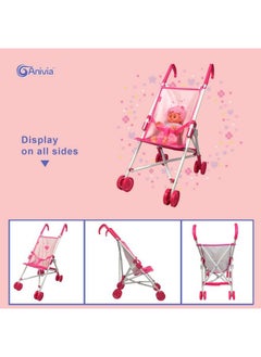 Anivia Doll Stroller Toy Anivia Realistic Doll Stroller Heart Design Gifts For Toddlers And Girls Foldable Baby Doll Stroller Toy Pink 102  - Image 4
