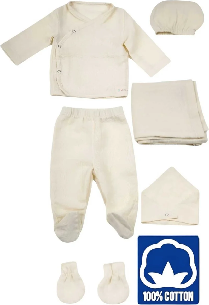 Tezzgelsin Baby Newborn Muslin Fabric 100% Organic Cotton Hospital Delivery Set of 6