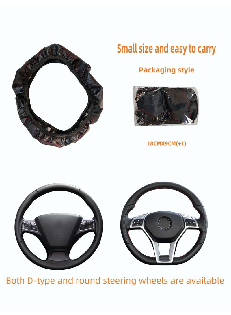 Car Steering Wheel Cover, 15 Inch Carbon Fiber Microfiber PU Leather Flexible Steering Wheel Protector for Men and Women, Non-Slip Breathable Car Interior Accessories for Most Cars (Black) - Image 5