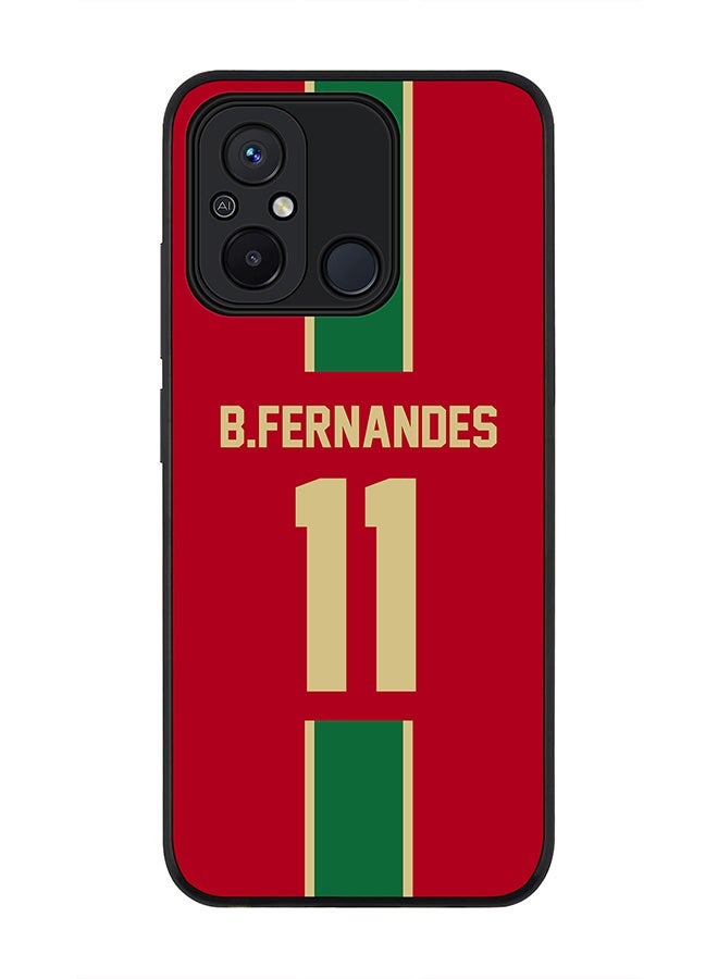 Stylizedd Rugged Black edge case for Xiaomi Redmi 12C 4G, Slim fit Soft Case Flexible Rubber Edges Anti Drop TPU Gel Thin Cover -  Football Team - Portugal, Player Name - B.Fernandes - Image 1