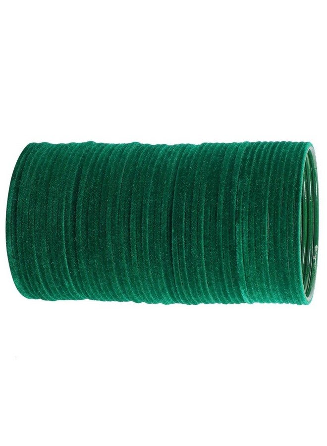 I Jewels Lastest Stylish Metal Plain Green Velvet Chuda Bangles Set For Women And Girls (ADB327G-a) (Set of 48) - Image 3
