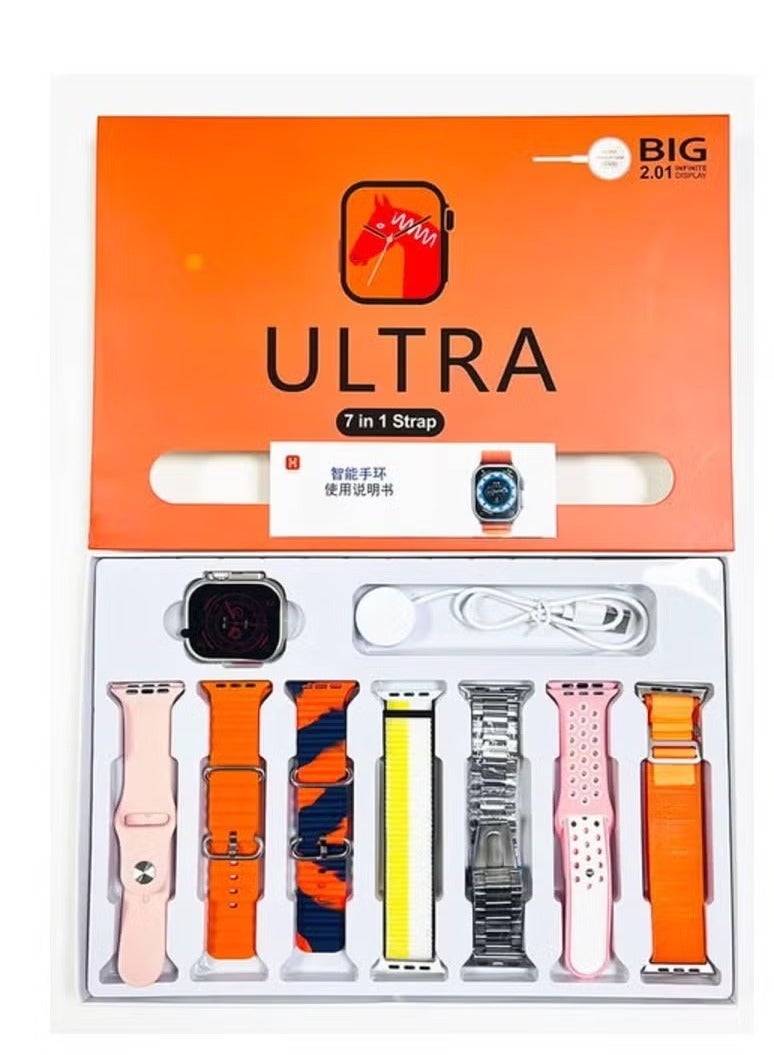 BIG Smartwatch Ultra 7 in1 with Health and Fitness Tracker Sports Watch added replacement with 49MM 