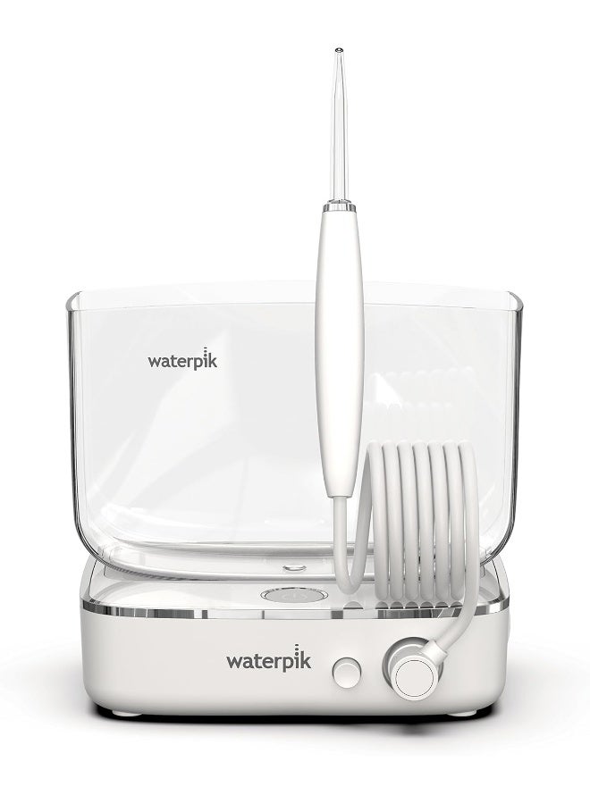 Waterpik جهاز ووتر بيك سايد كيك المحمول لتنظيف الأسنان بالماء مثالي للسفر والمنزل، أبيض/كروم - Image 1