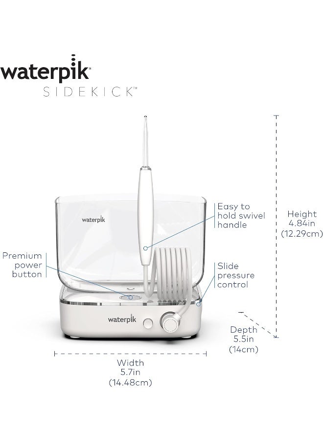 Waterpik جهاز ووتر بيك سايد كيك المحمول لتنظيف الأسنان بالماء مثالي للسفر والمنزل، أبيض/كروم - Image 4