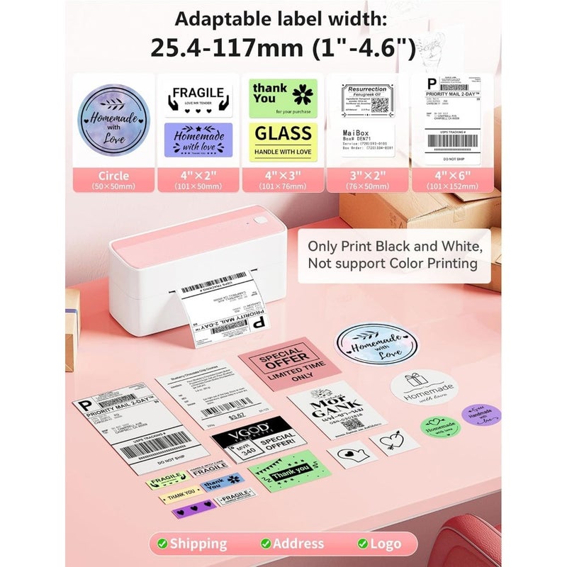 Tooth Thermal Label Printer 241BT 4x6 Inches Wireless Shipping Label Maker for Small Business Compatible with iPhone Android Amazon Shopify UPS Home Office Travel Use Bluetooth 5.0 1 Roll Labels Included - Image 3