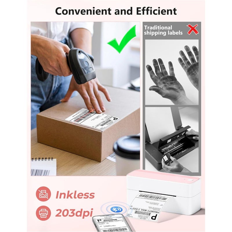 Tooth Thermal Label Printer 241BT 4x6 Inches Wireless Shipping Label Maker for Small Business Compatible with iPhone Android Amazon Shopify UPS Home Office Travel Use Bluetooth 5.0 1 Roll Labels Included - Image 4