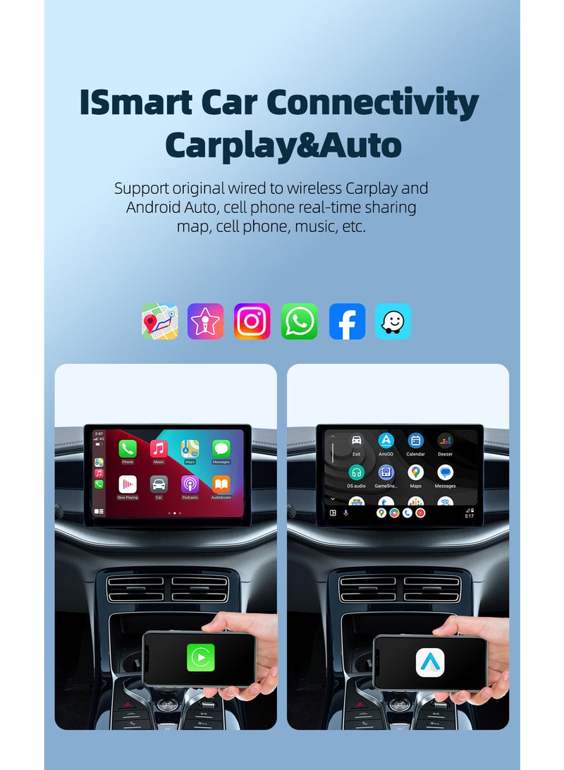 Generic Wireless CarPlay Android Auto 3-in-1 Box with YouTube & Netflix Support | 2GB+16GB Memory | Convert Factory Wired CarPlay to Wireless | Android 10 Smart Car Multimedia Adapter with Voice Assistant, SD Slot  - Image 4