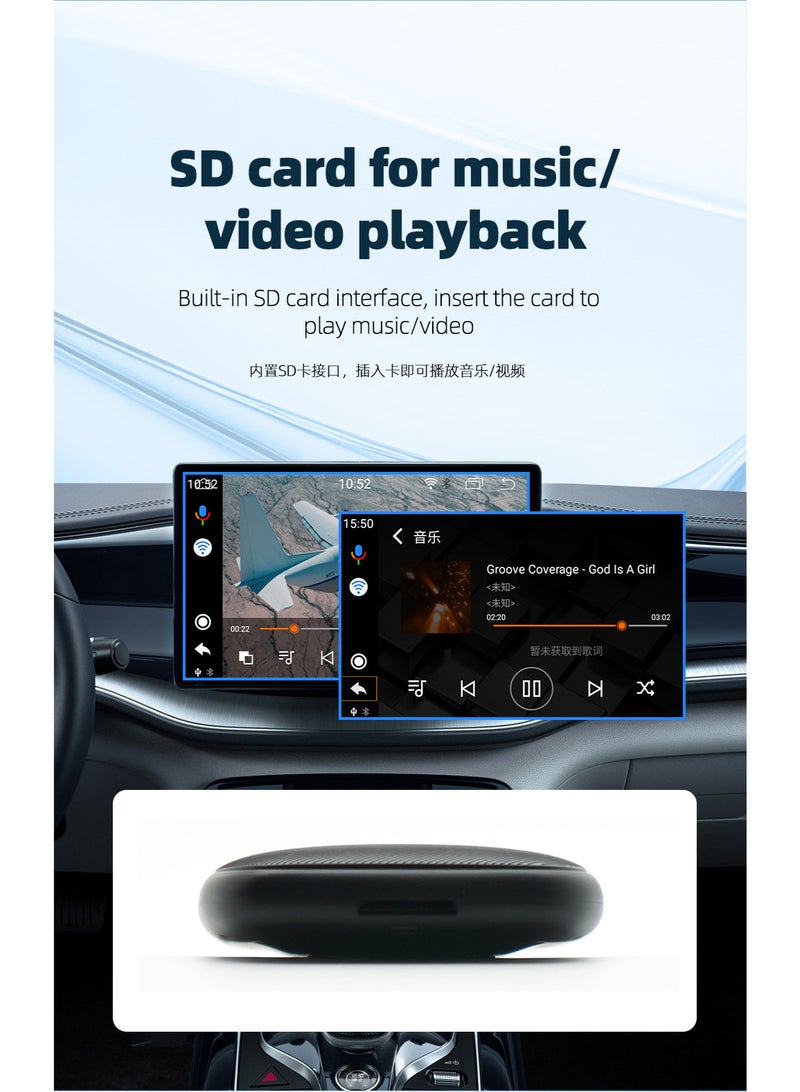 Generic Wireless CarPlay Android Auto 3-in-1 Box with YouTube & Netflix Support | 2GB+16GB Memory | Convert Factory Wired CarPlay to Wireless | Android 10 Smart Car Multimedia Adapter with Voice Assistant, SD Slot  - Image 5