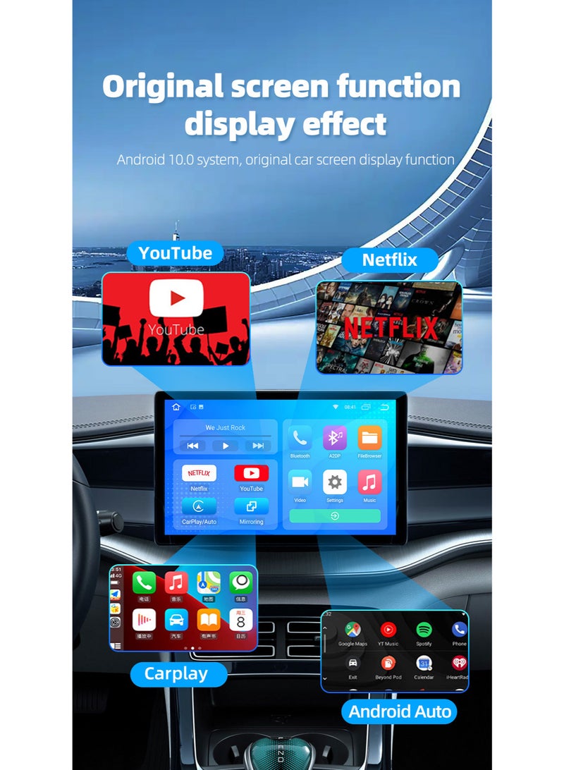 Generic Wireless CarPlay Android Auto 3-in-1 Box with YouTube & Netflix Support | 2GB+16GB Memory | Convert Factory Wired CarPlay to Wireless | Android 10 Smart Car Multimedia Adapter with Voice Assistant, SD Slot  - Image 3