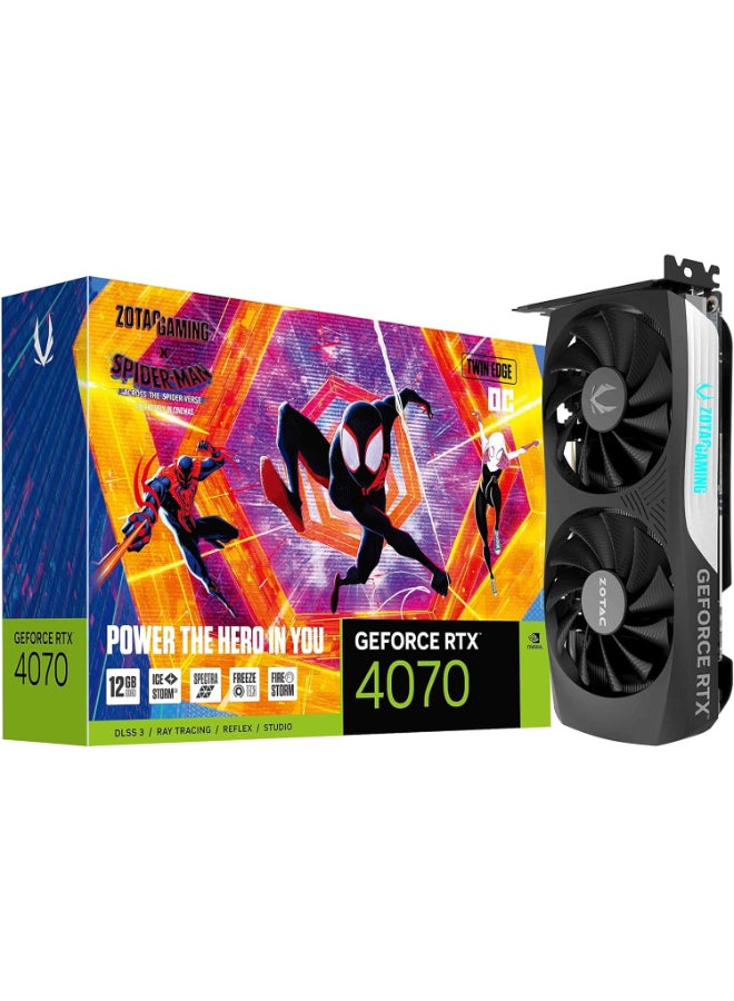 Gaming GeForce RTX 4070 Twin Edge OC Spider-Man: Across The Spider-Verse Inspired Graphics Card Bundle, ZT-D40700H-10SMP