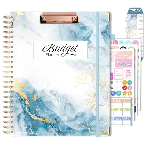 Ospelelf Undated Budget Planner with Expense Tracker and Bill Organizer Large Spiral Bound Monthly Account Planners to Take Control of Your Money 12 Months Blue - Image 1