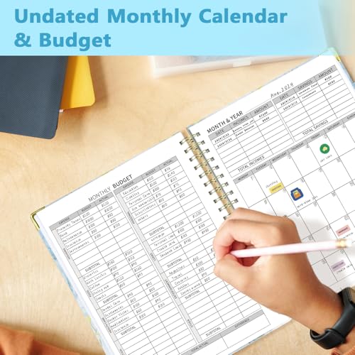 Ospelelf Undated Budget Planner with Expense Tracker and Bill Organizer Large Spiral Bound Monthly Account Planners to Take Control of Your Money 12 Months Blue - Image 3