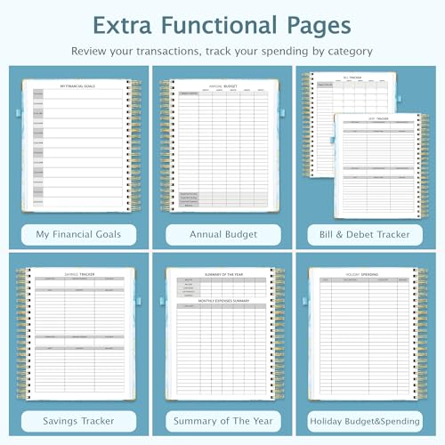 Ospelelf Undated Budget Planner with Expense Tracker and Bill Organizer Large Spiral Bound Monthly Account Planners to Take Control of Your Money 12 Months Blue - Image 5