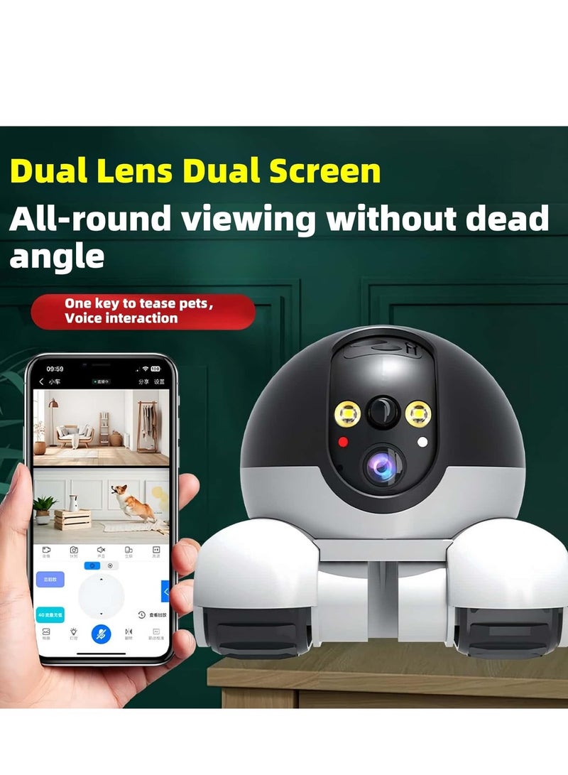 2K camera robot Wireless robot camera with dual HD 360° rotating lenses Remote app control Indoor smart home security Night vision Pet watching Baby companion Elderly Two-way audio - Image 3