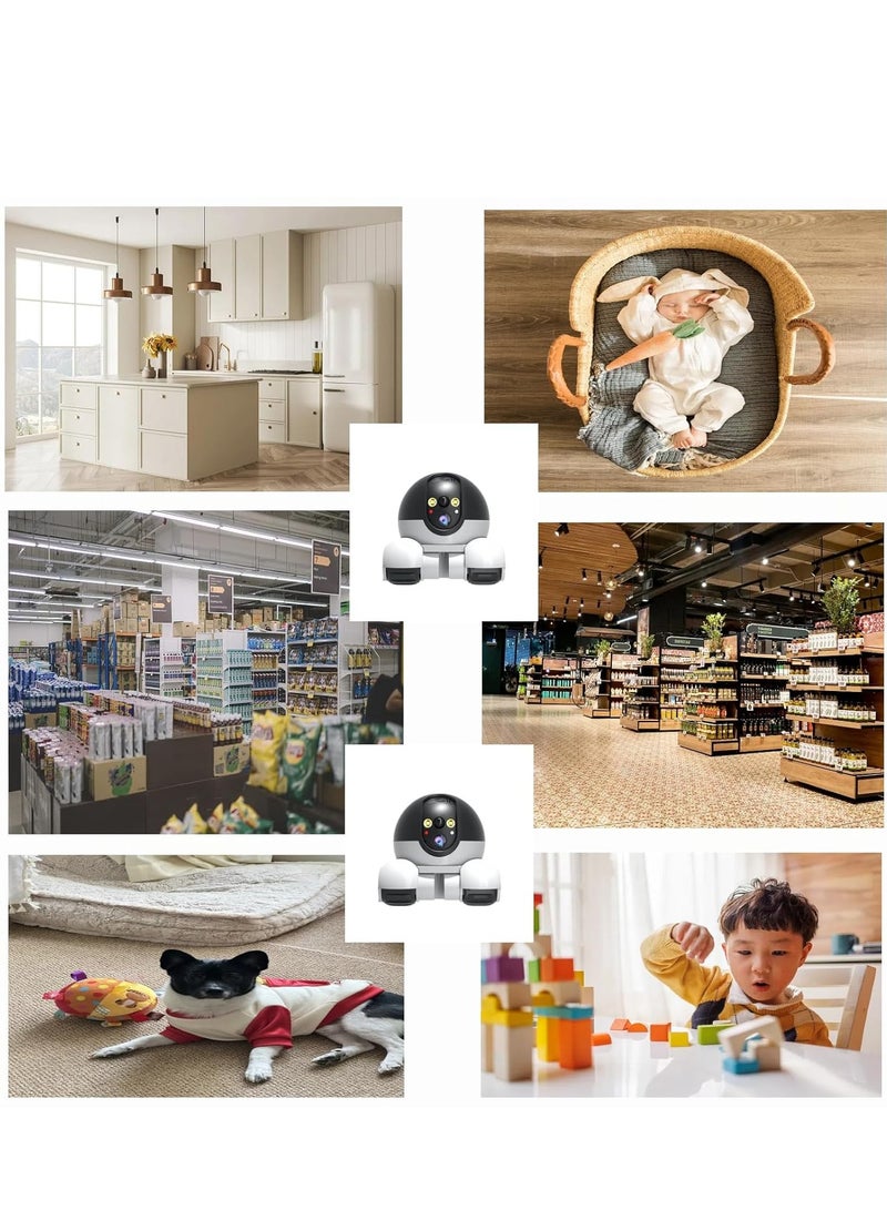 2K camera robot Wireless robot camera with dual HD 360° rotating lenses Remote app control Indoor smart home security Night vision Pet watching Baby companion Elderly Two-way audio - Image 5