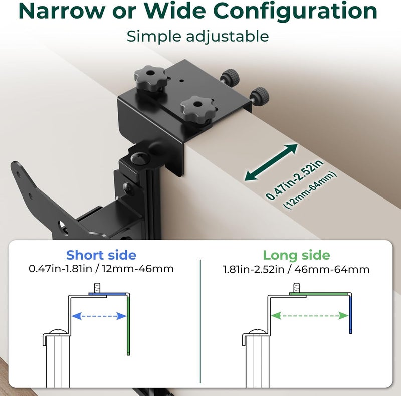 Dinghosen Height Adjustable Worker Cubicle Monitor Mount, Office Cubicle Monitor Hanger, VESA 75x75/100x100mm, Clamp Hook Top Holds Up to 17.6 lbs, Black, with Screws - Image 5