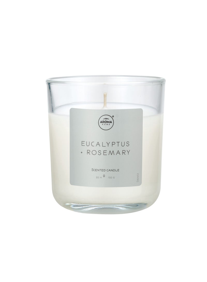 Aroma Home Simplicity Scented Candle – Minimalist Design, Elegant   , 100% Natural Wax, 150g, Cotton Wick, 30-Hour Burn Time (Rosemary)