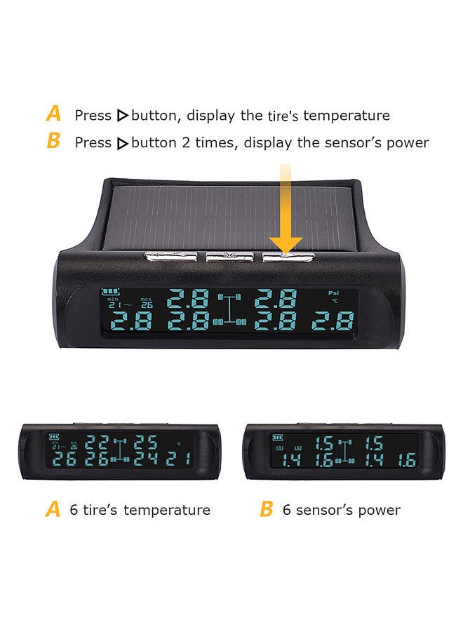 Generic - Tire Pressure Monitoring System, Solar Powered 6-Wheel Freight Vehicle Tire Pressure Monitor System for Truck, RV, Bus, Bulk Lorry - Image 1
