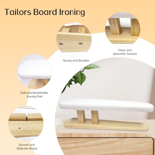 DE-LIANG Padded Chest & Sleeve Tailor Ironing Board Long with Wooden Base for Household Tools, Tailor Dress Forms, Sewing and Tailoring Studio - Image 4