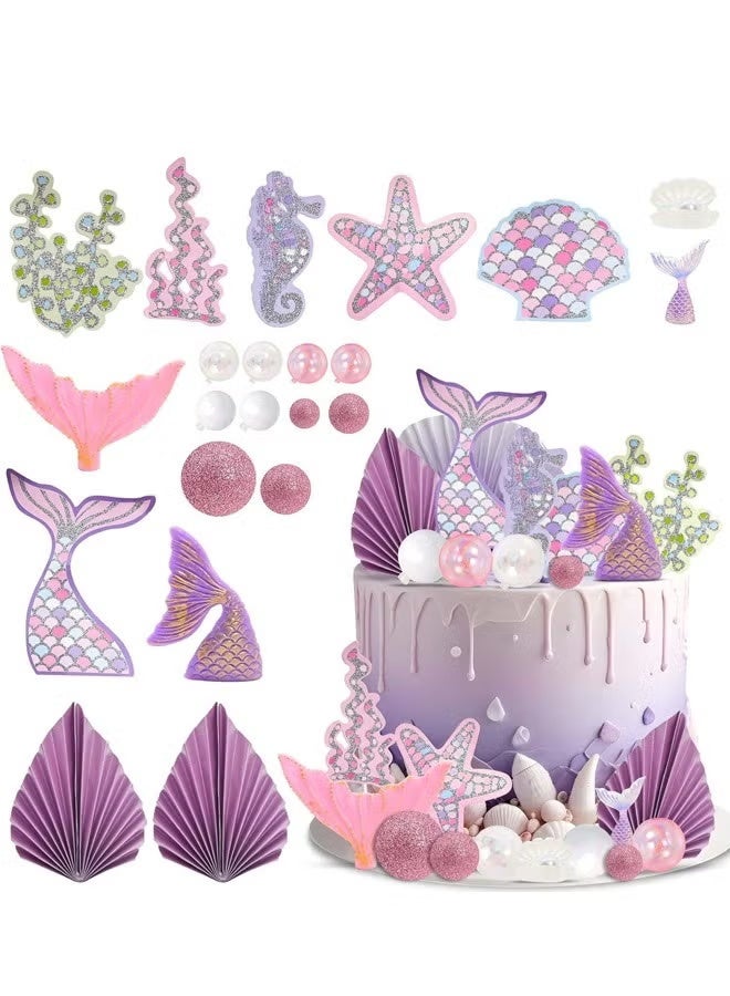 22 pcs Mermaid Theme Cake Topper Set Birthday Cake Decoration - Image 1