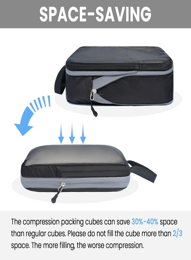 باجيل مجموعة باجيل المكونة من 6 مكعبات ضغط خفيفة الوزن للغاية لتنظيم أغراض السفر وحقائب السفر وحقائب الظهر (70D FullMesh أسود فاحم) - Image 5
