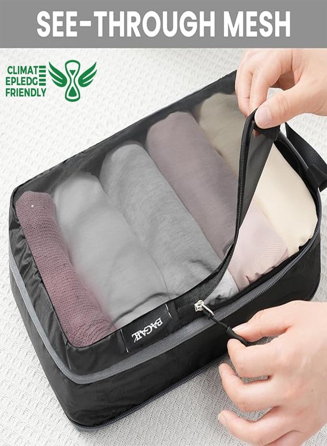 باجيل مجموعة باجيل المكونة من 6 مكعبات ضغط خفيفة الوزن للغاية لتنظيم أغراض السفر وحقائب السفر وحقائب الظهر (70D FullMesh أسود فاحم) - Image 3