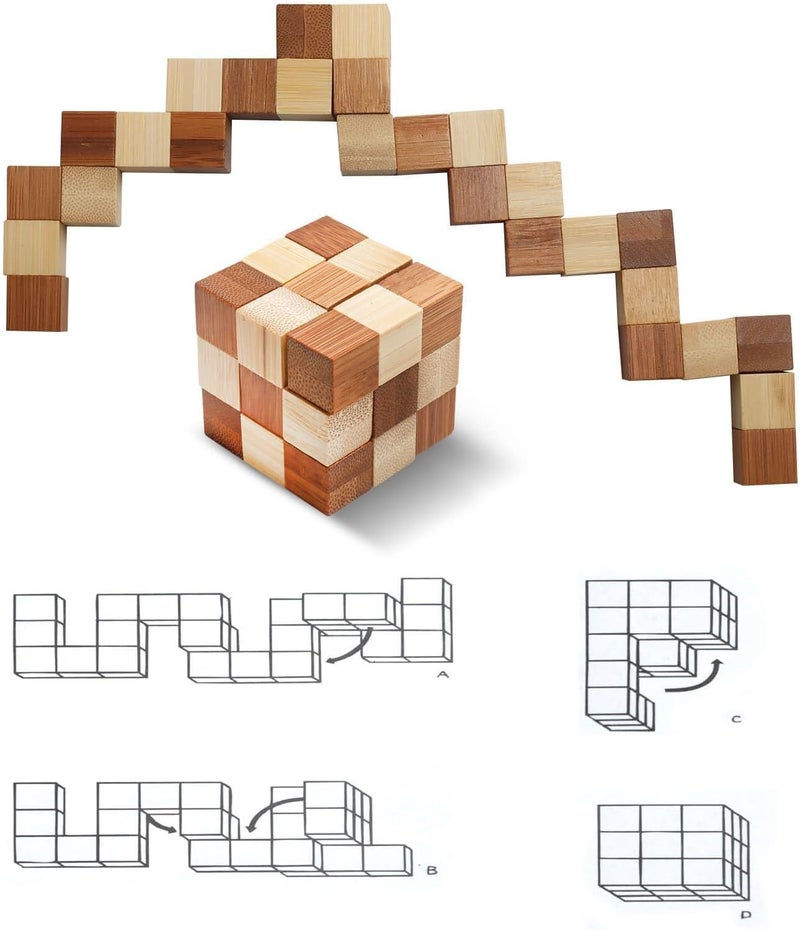 Aputue Wooden Puzzle Games, 4PCS Wooden IQ Challenge Puzzles, Mind Stimulating Brain Teasers for Kids and Adults, Portable Puzzle Toys for Travel and Office Break - Image 4
