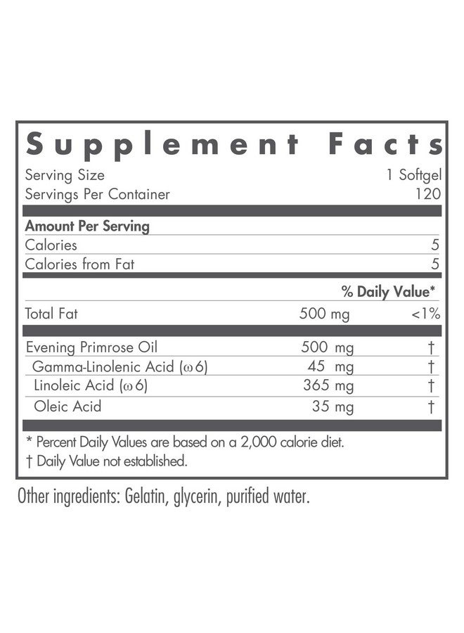 Nutricology نوتري كولوجي EPO - زيت زهرة الربيع المسائية للرجال والنساء، لعلاج جفاف العين، أوميغا-6 EFA، حمض غاما لينولينيك، مكمل 500 ملغ - 120 حبة - Image 2