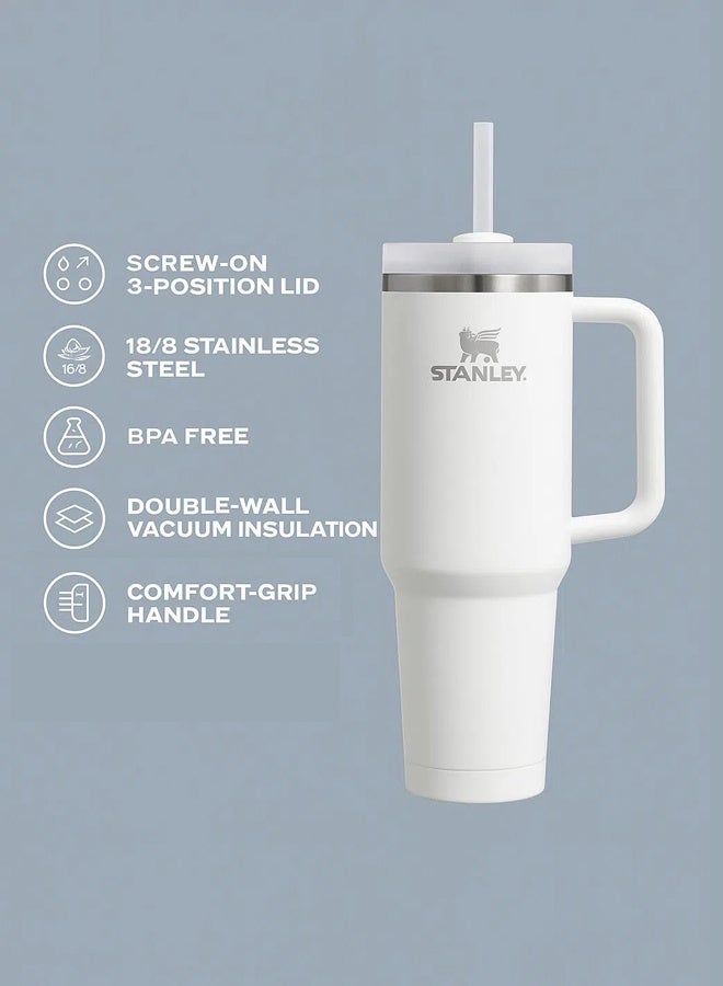 Stanley Quencher H2.0 FlowState Stainless Steel Vacuum Insulated Tumbler with Lid and Straw for Water, Iced Tea or Coffee, Smoothie and More, 40 oz，Creamy White - Image 2